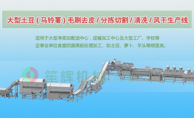 晋江连续式土豆去皮清洗切割风干生产线